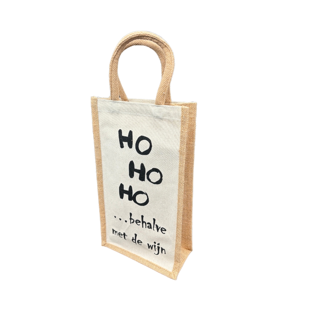 Tas voor 2 flessen wijn "Ho ho ho"