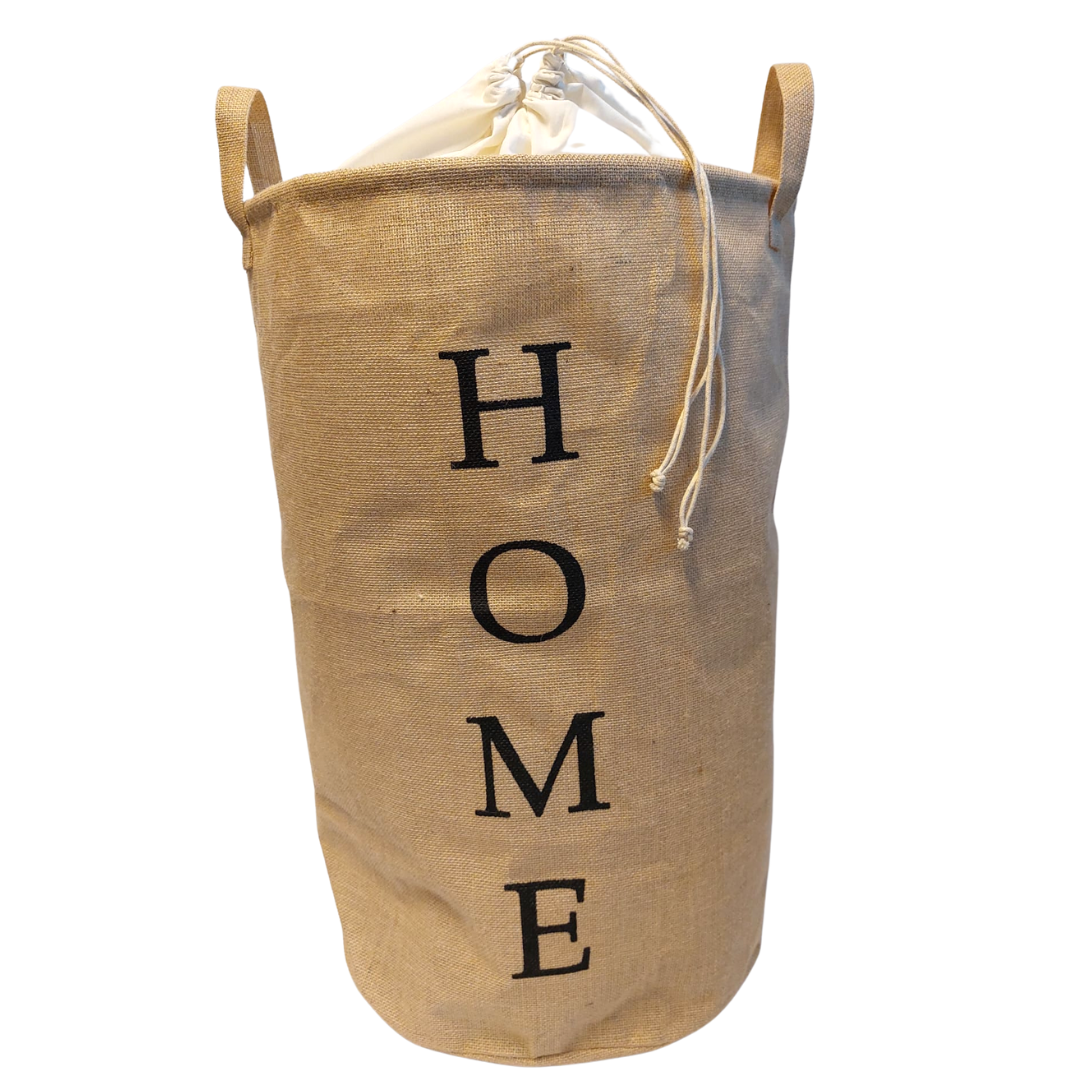 Jute wasmand met opdruk "Home"