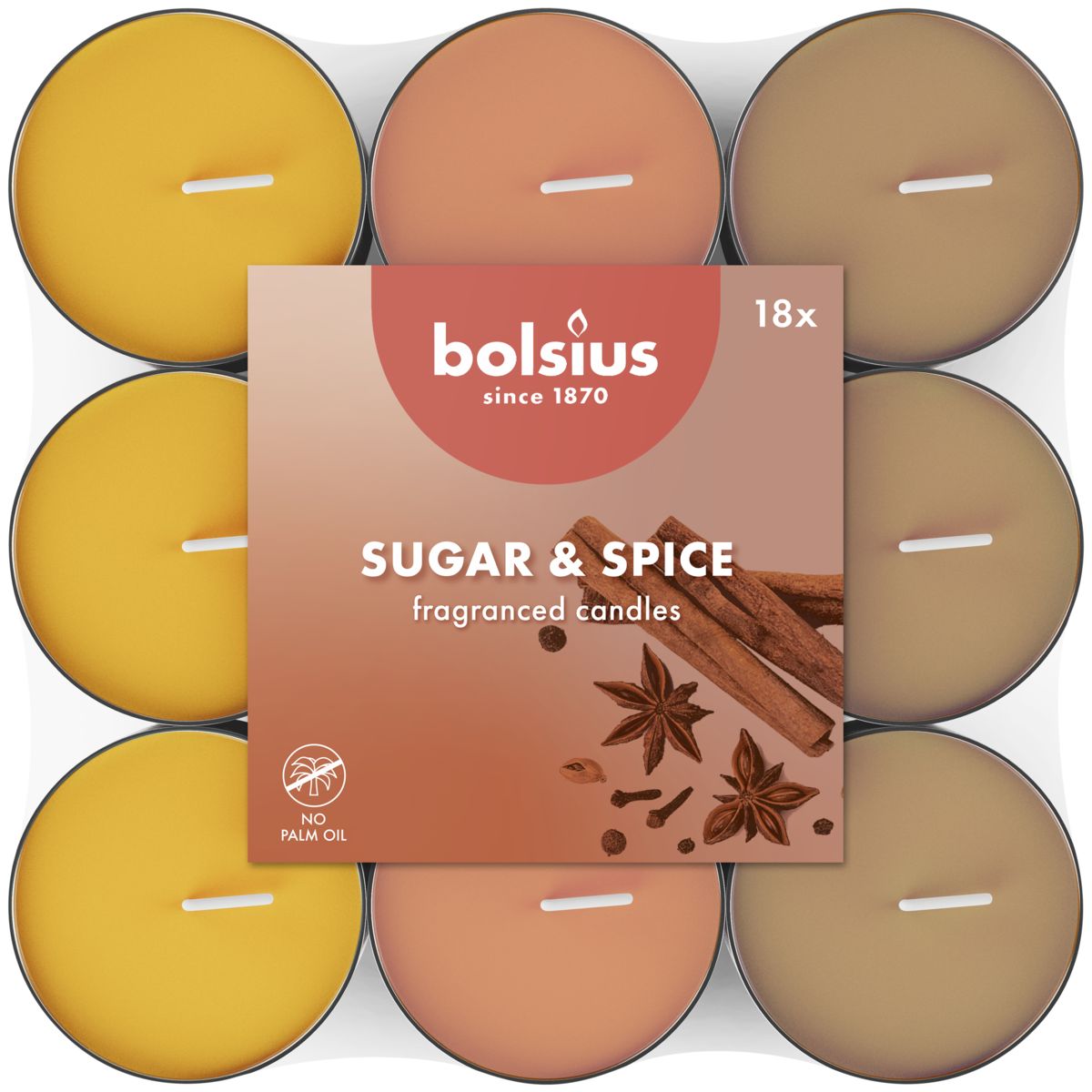 Geurtheelicht 3,5u multi colour Sugar & Spice pack 18