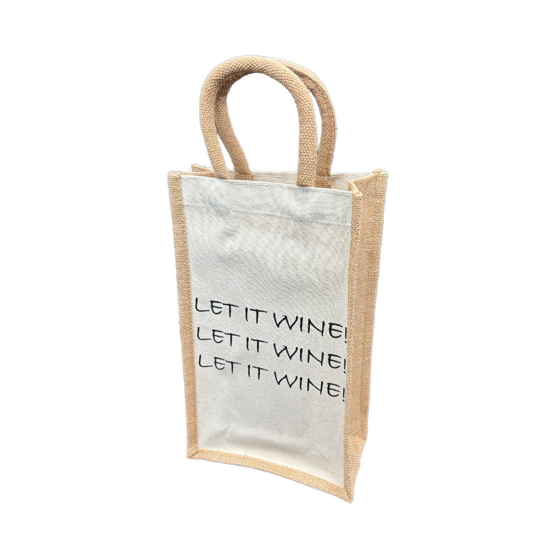 Tas voor 2 flessen wijn "Let it wine"